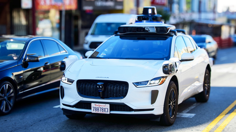 A Waymo robotaxi on a street in San Francisco, California