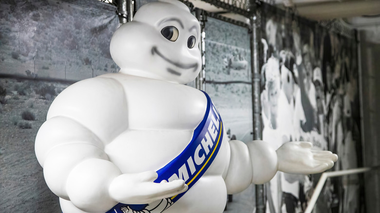 Statue of Bibendum, the Michelin man, in a museum in Los Angeles