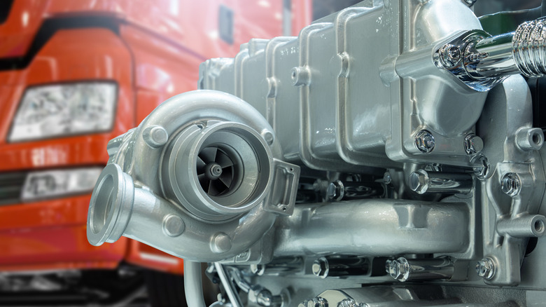 A close-up of a turbocharger's turbine.