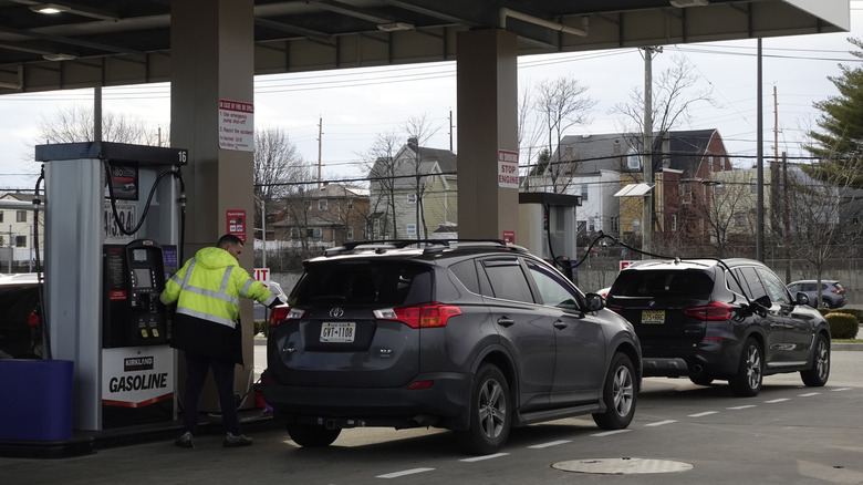 Toyota Rav4 at a filling station at a Costco