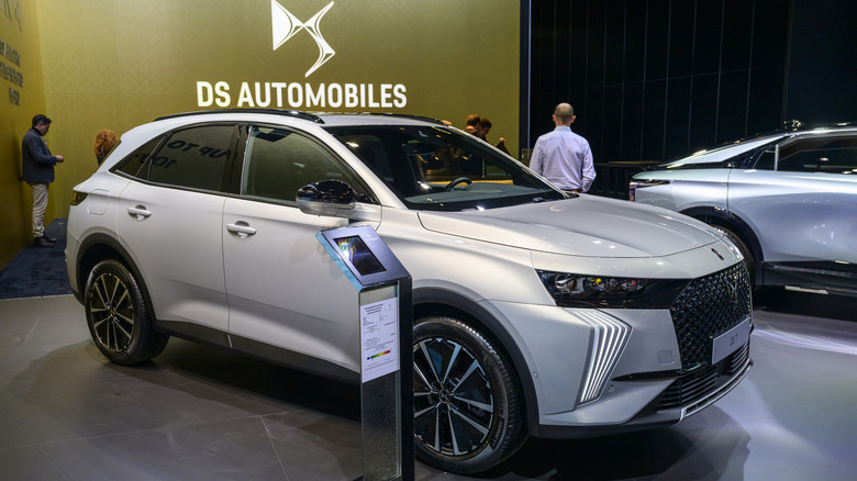 BRUSSELS, BELGIUM - JANUARY 09: DS 7 compact luxury crossover SU on display at the AutoSalon press preview on January 09, 2026 in Brussels, Belgium.