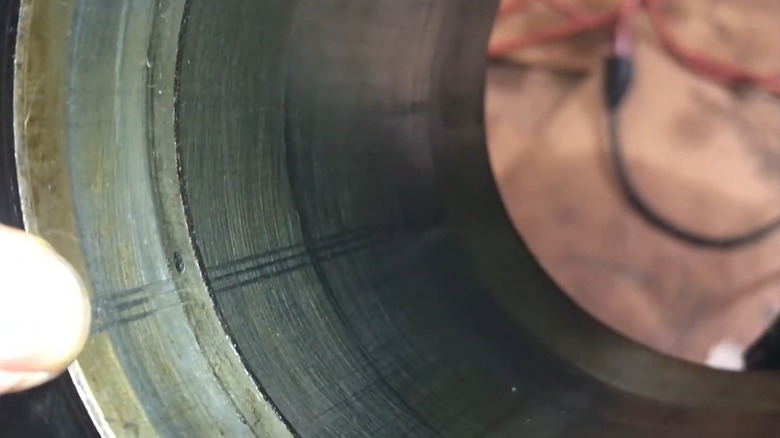 A close up example of cylinder wall scoring