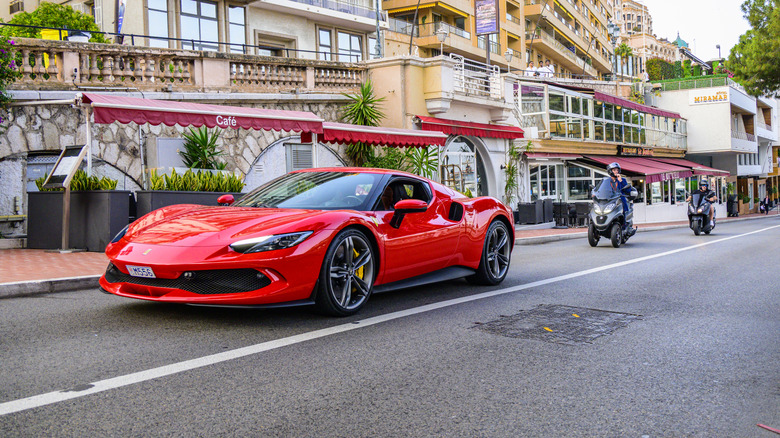 Ferrari 296 driving in Italy
