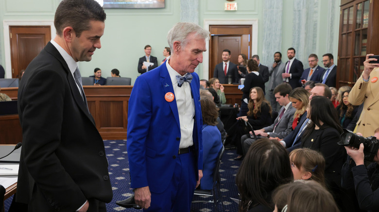 Bill Nye with Jared Isaacman at his Senate confirmation hearing