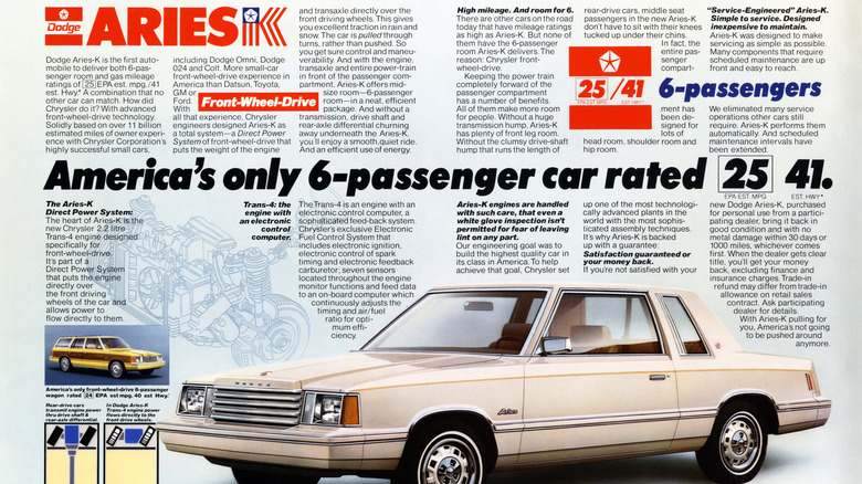 An ad introducing the first K-car, the 1981 Dodge Aries
