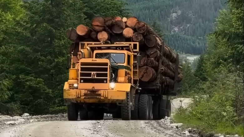 A logging truck using a Detroit Diesel engine