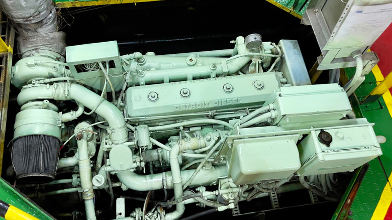 A Detroit Diesel engine on display