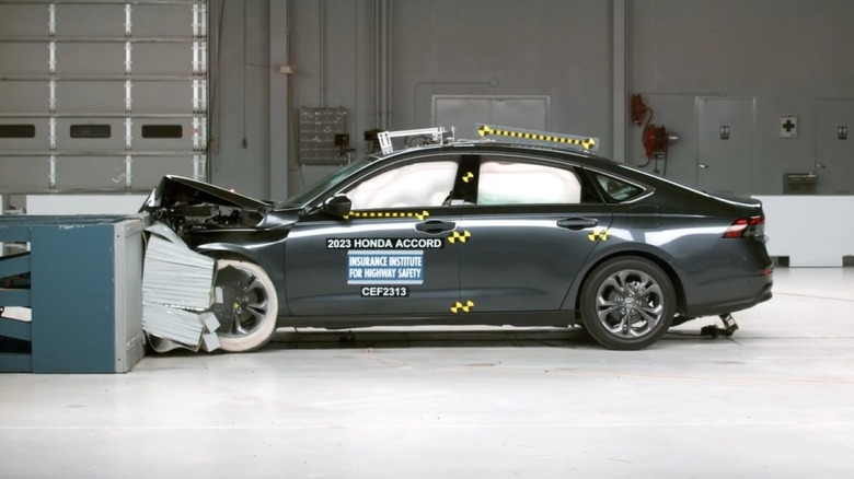 2023 Honda Accord undergoing a crash test by the IIHS