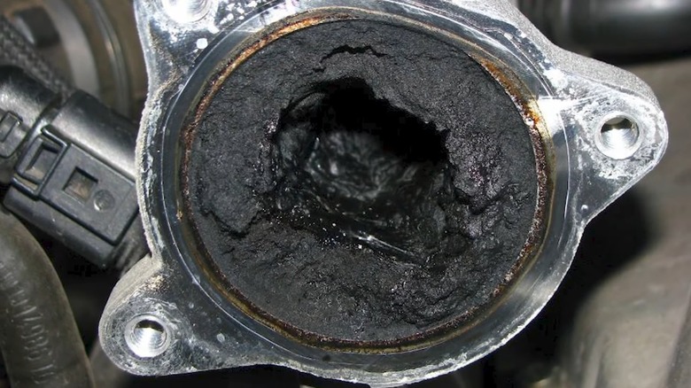 A diesel engine component with soot buildup