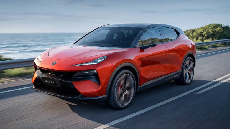 Front 3/4 view of an orange Lotus For Me