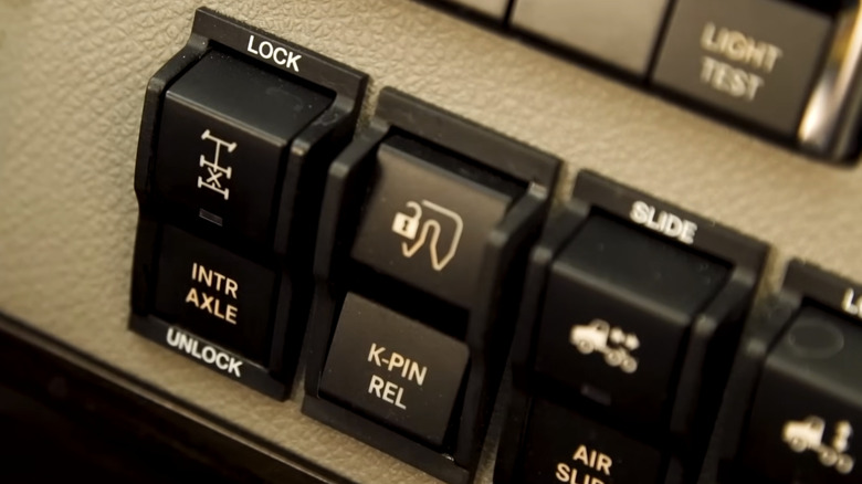Closeup of an Inter-axle differential/power divider switch.
