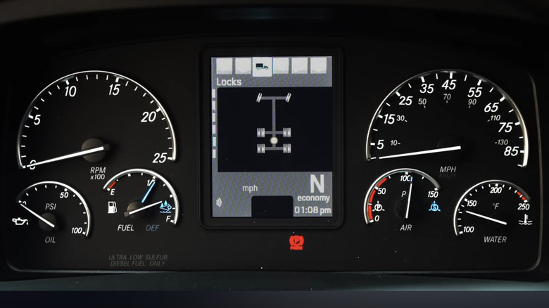 Instrument cluster showing a power divider engaged.