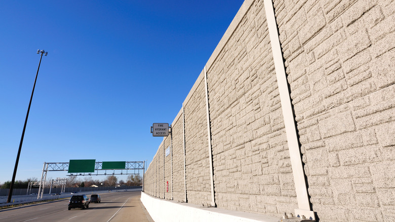 Slabs of concrete walls on an American highway