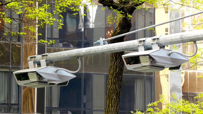 Overhead toll cameras in New York.