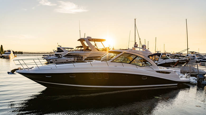 A yacht parked in a marina