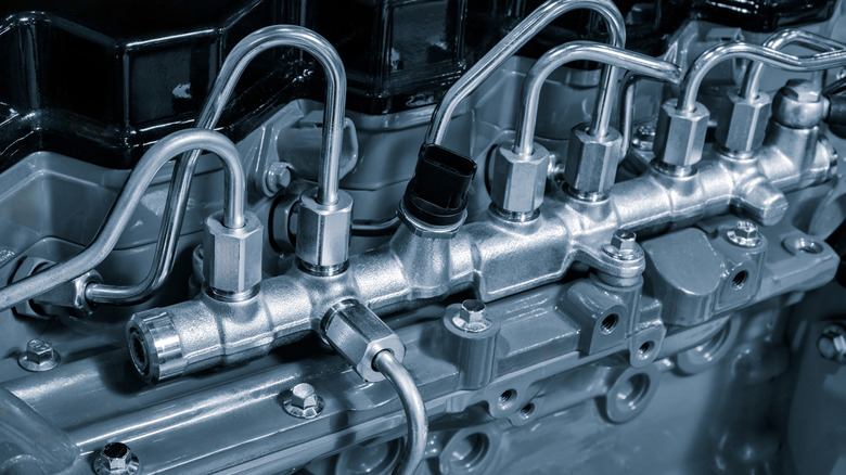 A fuel injection system in a diesel engine.