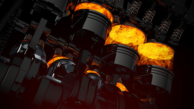 3D render of an internal combustion engine