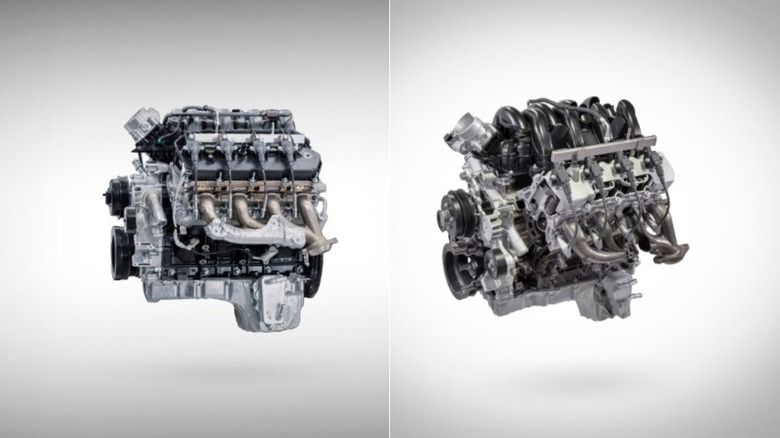 Images of the 6.8L Mini-Zill and 7.3L Godzilla Ford V8s.