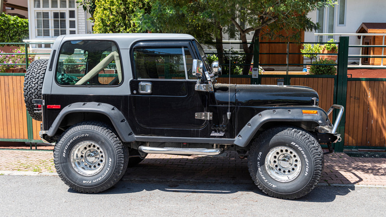 ISTANBUL / TURKEY - MAY 7, 2020: Jeep Wrangler TJ in the street. Offroad vehicle is a compact SUV produced by Chrysler