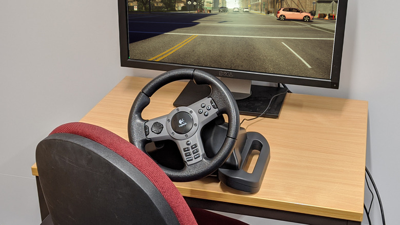 A low-fidelity driving simulator with a desk-mounted steering wheel