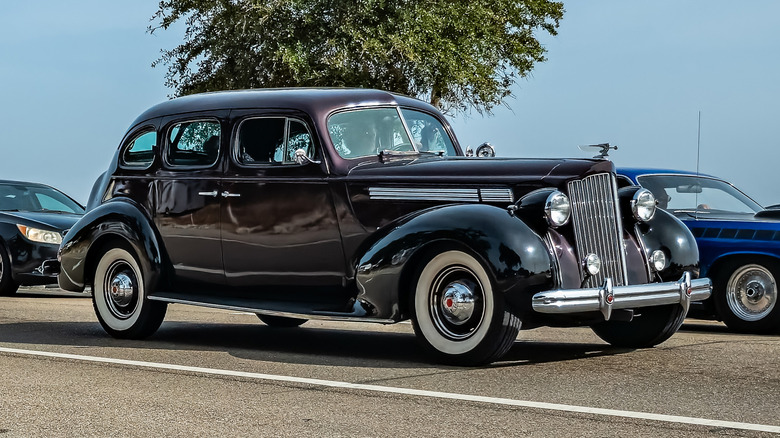 A classic Packard in traffic