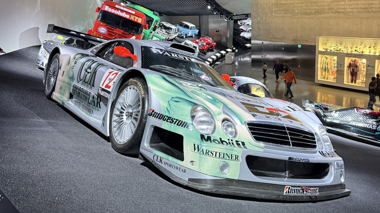Front 3/4 view of a Mercedes-Benz CLK GTR race car