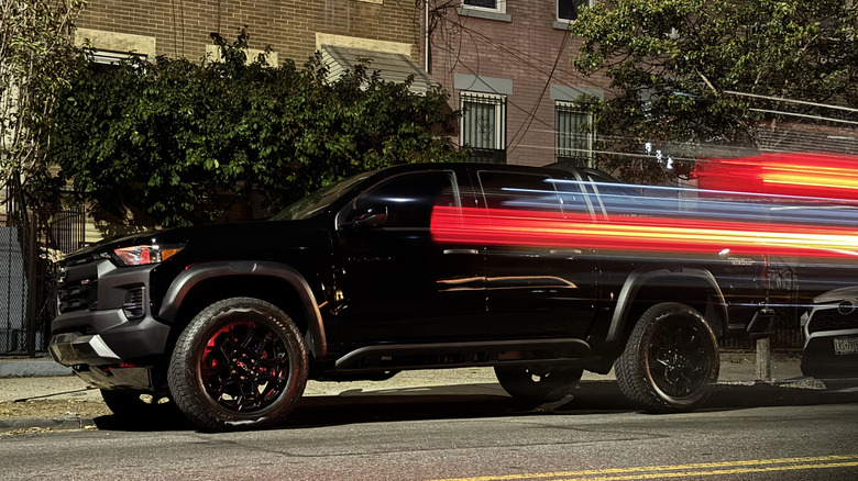 Chevy Colorado with streaks of light in the foreground