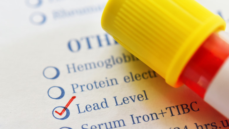 Test tube with blood sample for lead test