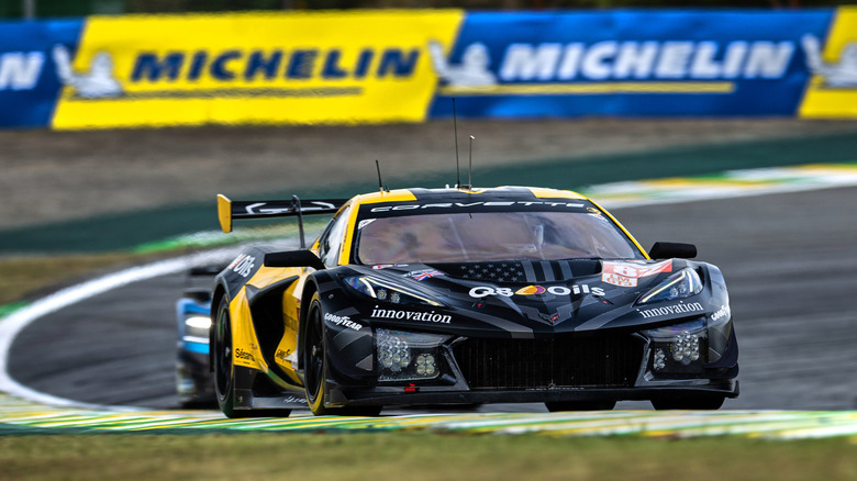 Chevrolet Corvette C8.R competing in World Endurance Championship at Interlagos racetrack in Sao Paolo