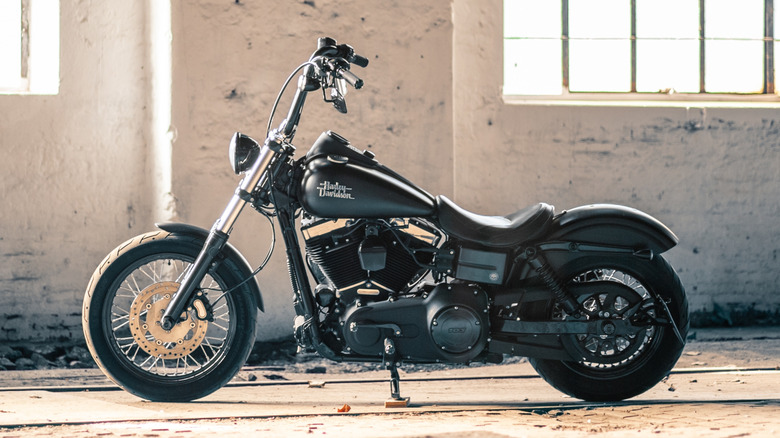 Static shot of a Harley Davidson Dyna Street Bob.