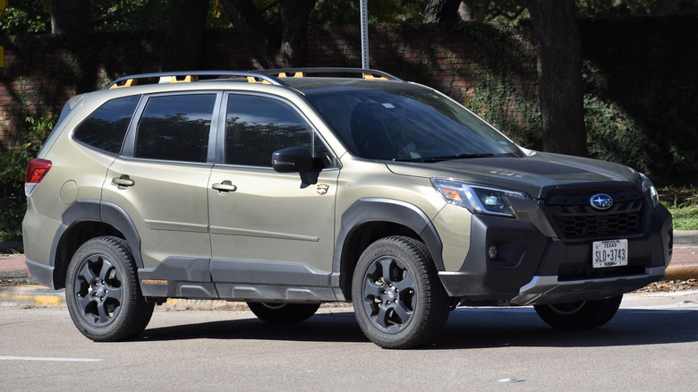 Sideview of a Subaru Forester SUV taken outdoors.