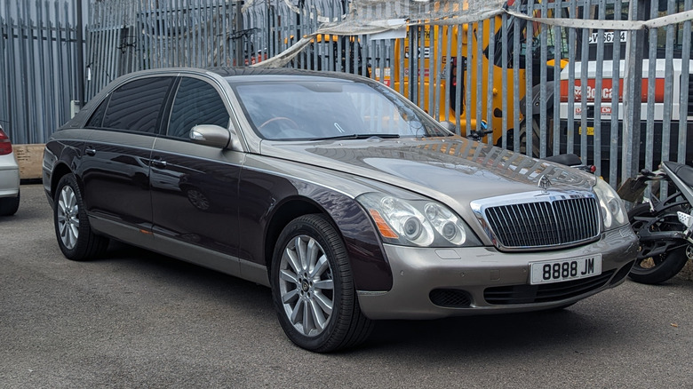 Front 3/4 of 2003 Maybach 62 in a parking lot