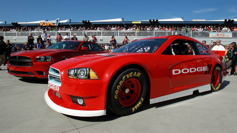 The new Dodge Charger is shown after the unveiling for the 2013 NASCAR Sprint Cup Series at Las Vegas Motor Speedway on March 11, 2012 in Las Vegas, Nevada.