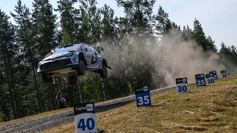 Kalle Rovanpera of Finland and Jonne Halttunen of Finland compete with their Toyota Gazoo Racing WRT Toyota GR Yaris Rally1 during Day 1 of WRC Rally Finland, Round 9 of the 2025 FIA World Rally Championship on July 31, 2025 in Jyvaskyla, Finland.