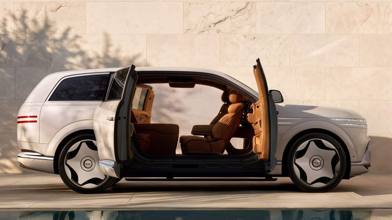 Genesis GV90 Neolun side profile coach doors open