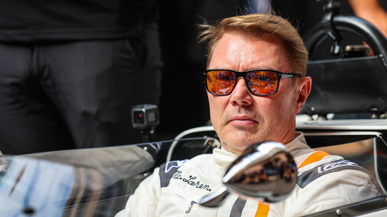 Former racing driver Mika H&auml;kkinen sits in the 1966M2B McLaren F1 car during previews ahead of the F1 Grand Prix of Monaco at Circuit de Monaco on June 4, 2026 in Monte-Carlo, Monaco.
