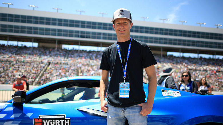 Honorary pace car driver, Kasey Kahne poses for photos on the grid prior to the NASCAR Cup Series Würth 400 at Texas Motor Speedway on May 04, 2025 in Fort Worth, Texas.