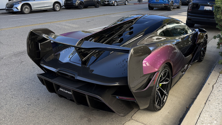 Rear 3/4 view of a McLaren Sabre