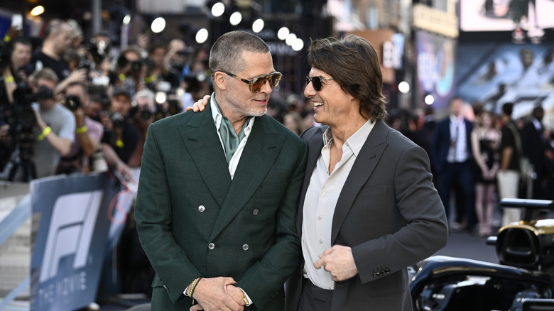 Brad Pitt and Tom Cruise attend the European Premiere of F1 &reg; The Movie at Cineworld, Leicester Square on June 23, 2025 in London, England.