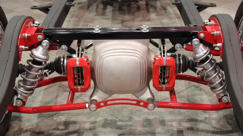 A closeup of Heidts' bolt-in independent Rear Suspension for 1955 through 1957 Chevrolets