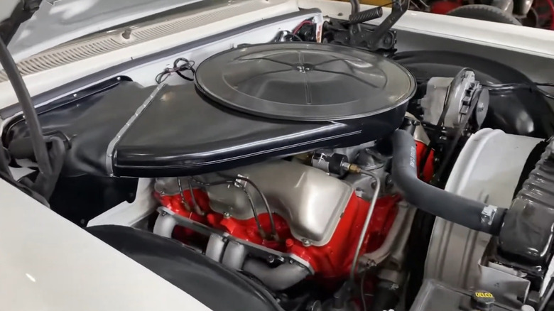 A closeup of the 427 "Mystery Motor" V8 in a 1963 Z11 Chevrolet Impala
