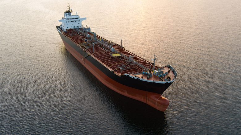 An oil tanker at sea.