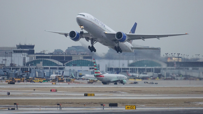 A United plane taking off from Chicago-O'Hare Airport