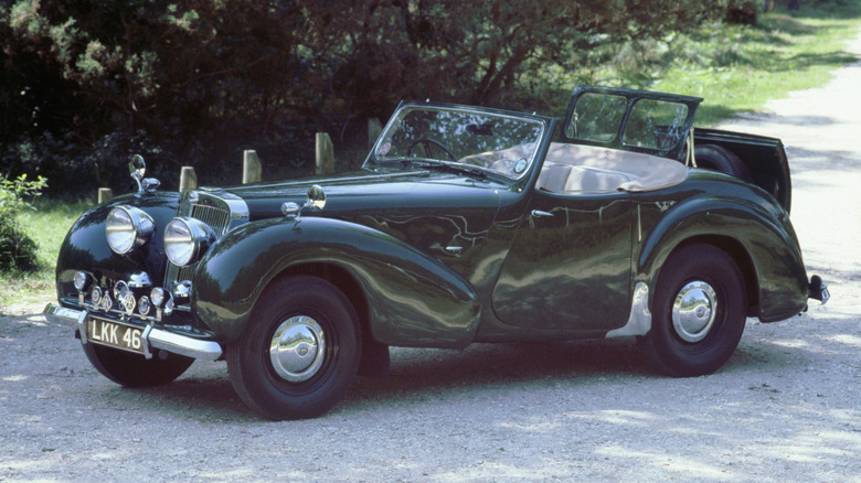 Front/side shot of a 1948 Triumph 2000 Roadster