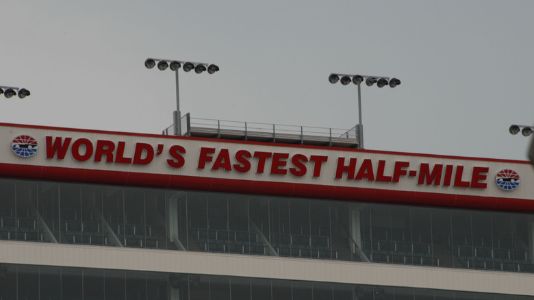 A sign at the Bristol Motor Speedway stating it's the 
