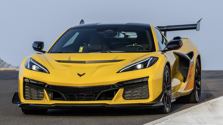 2025 Chevrolet Corvette ZR1 in Competition Yellow at Circuit of the Americas.