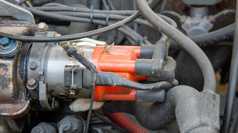 A distributor ignition system from an old truck