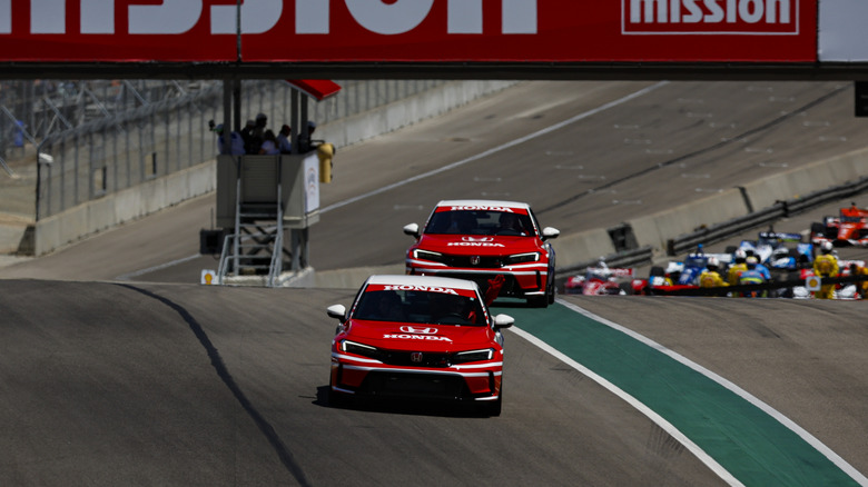 Honda pace cars at the Indy racing circuit