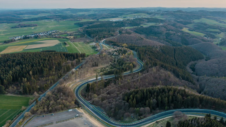 An aerial view of the famous Nürburgring track in the western Germany.