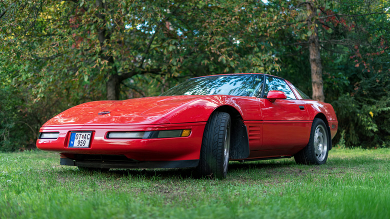 C4-generation Chevrolet Corvette in red